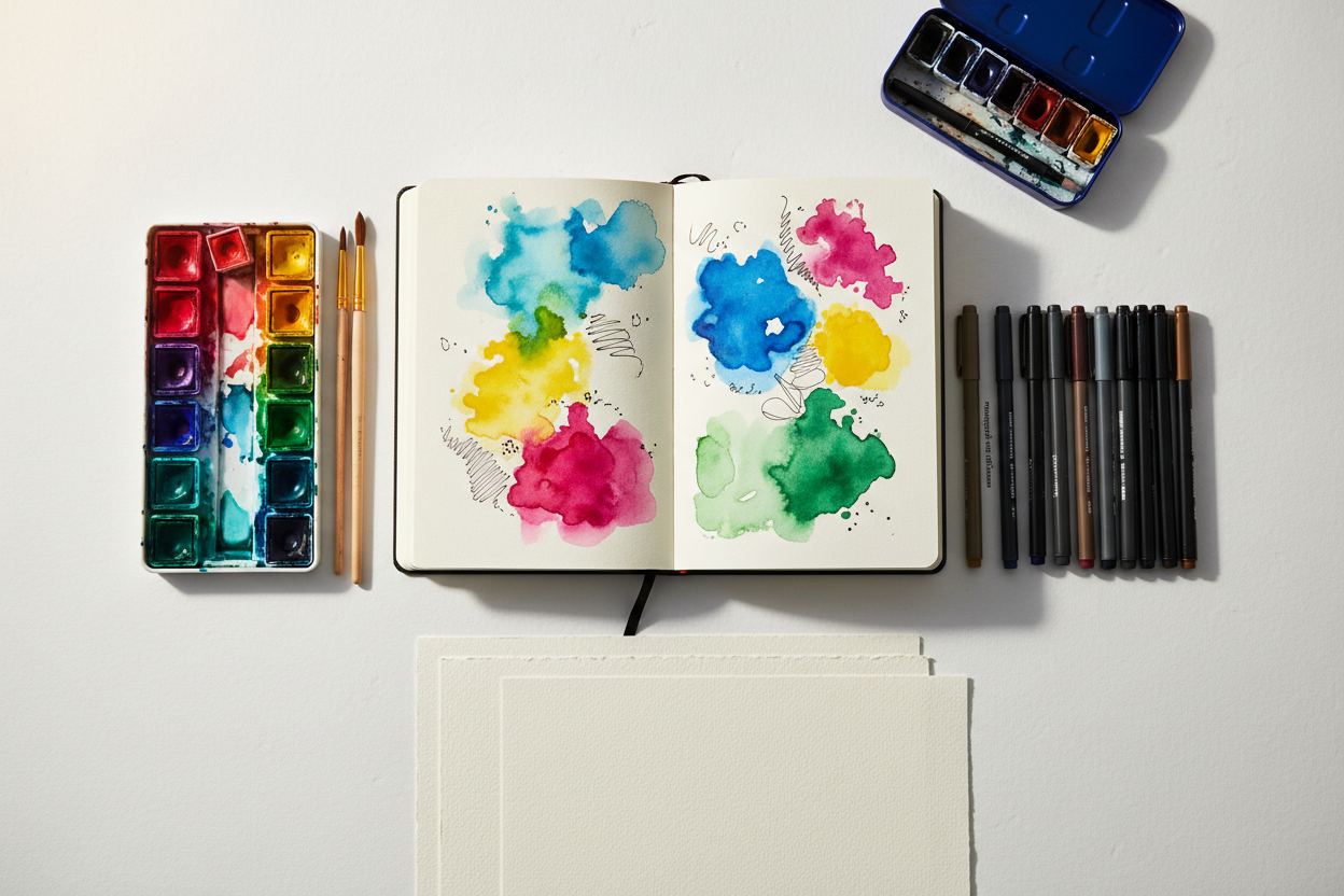 Art Journaling Supplies: Watercolor, Pens, Paper, and Portable Color