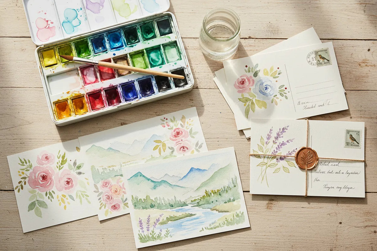 Watercolor Postcards: Paper, Paint, and Safe Mailing