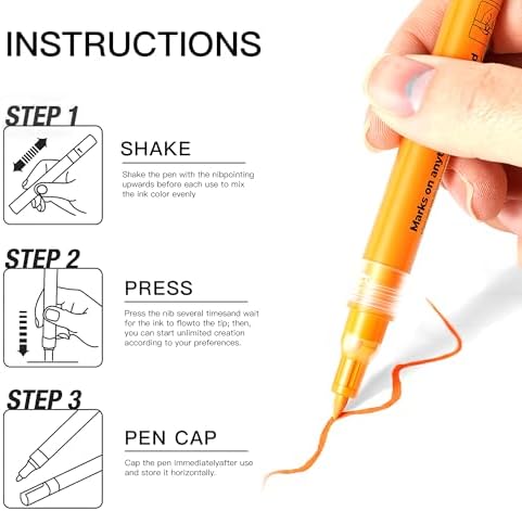 Paul Rubens 24 Colors Acrylic Paint Markers 0.7mm Fine Tip Waterproof Metallic Paint Pens