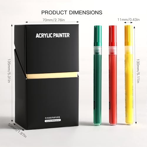 Paul Rubens 24 Colors Acrylic Paint Markers 0.7mm Fine Tip Waterproof Metallic Paint Pens