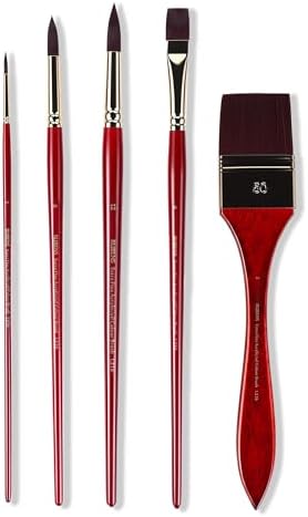 Paul Rubens 5Pcs Professional Acrylic Paint Brushes Set Long Wooden Handles Nylon Bristles