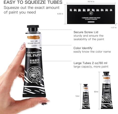 Paul Rubens Oil Paints Set 10 Colors 60ml Large Tubes Professional High Saturation Standard Colors