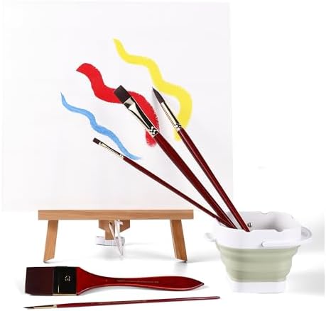 Paul Rubens 5Pcs Professional Acrylic Paint Brushes Set Long Wooden Handles Nylon Bristles