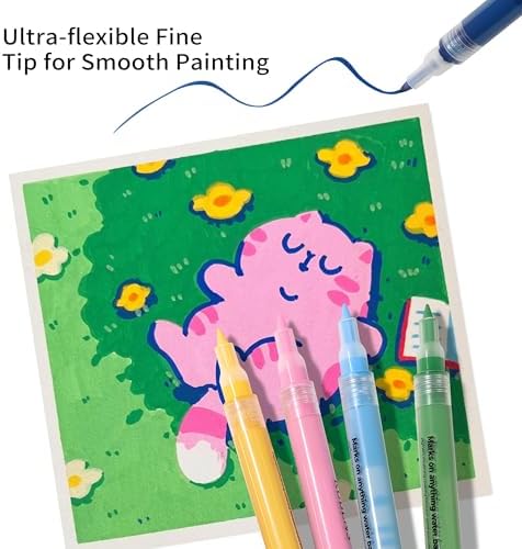 Paul Rubens 24 Colors Acrylic Paint Markers 0.7mm Fine Tip Waterproof Metallic Paint Pens