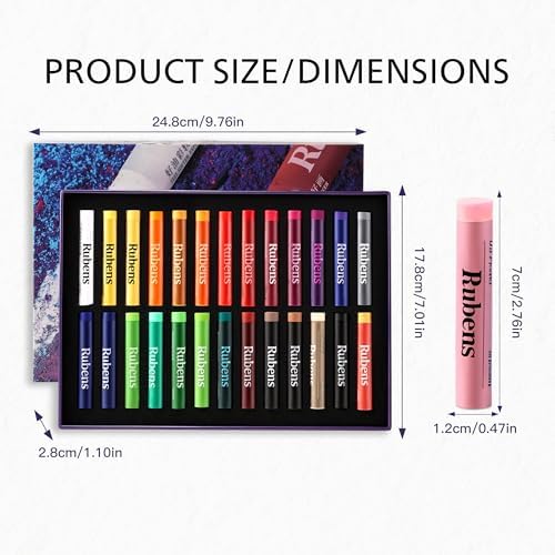 Paul Rubens Soft Oil Pastels Set 24 Colors Creamy Texture for Drawing Blending Layering Shading