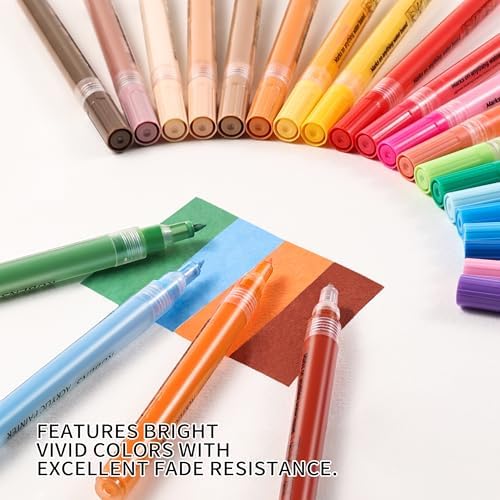 Paul Rubens 24 Colors Acrylic Paint Markers 0.7mm Fine Tip Waterproof Metallic Paint Pens