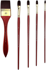 US Fulfillment - rubens Acrylic Paint Brushes, 5 Pcs Professional Paint Brushes Set, Long Wooden Handles Artist Series Brushes Nylon Bristles with Wide Flat, Flat, Round for Acrylic Oil Gouache Watercolor Painting