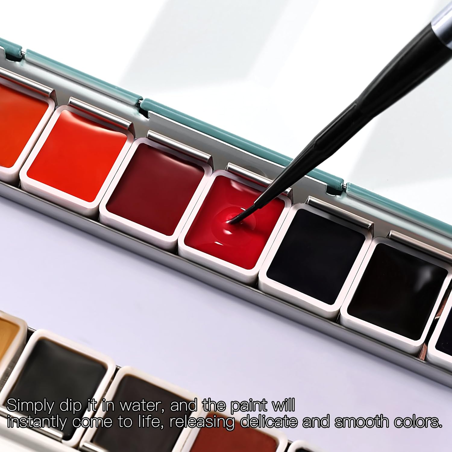 US Fulfillment - Paul Rubens Watercolor Paint Set 24 Colors Black / Moonlight / Peacock / Pink / Red