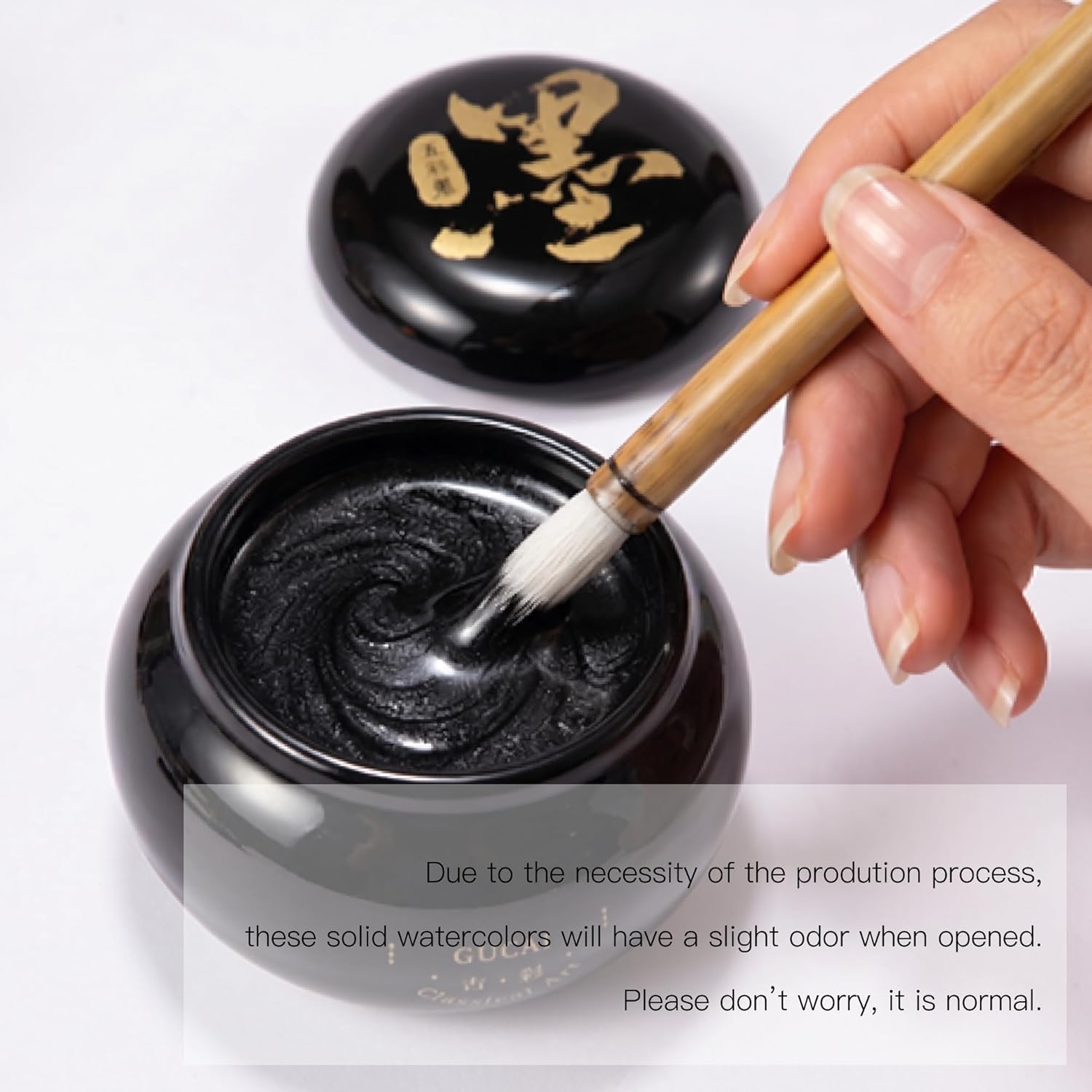 US Fulfillment - rubens Watercolor Paint, Handmade Red / Gold / Silver / Black / White / Multicolor Solid Watercolor, Black Chinese Ink with Sealed Ceramic Jar, Professional High Tinting Strength Watercolor Ink for Painting, Calligraphy, Letter