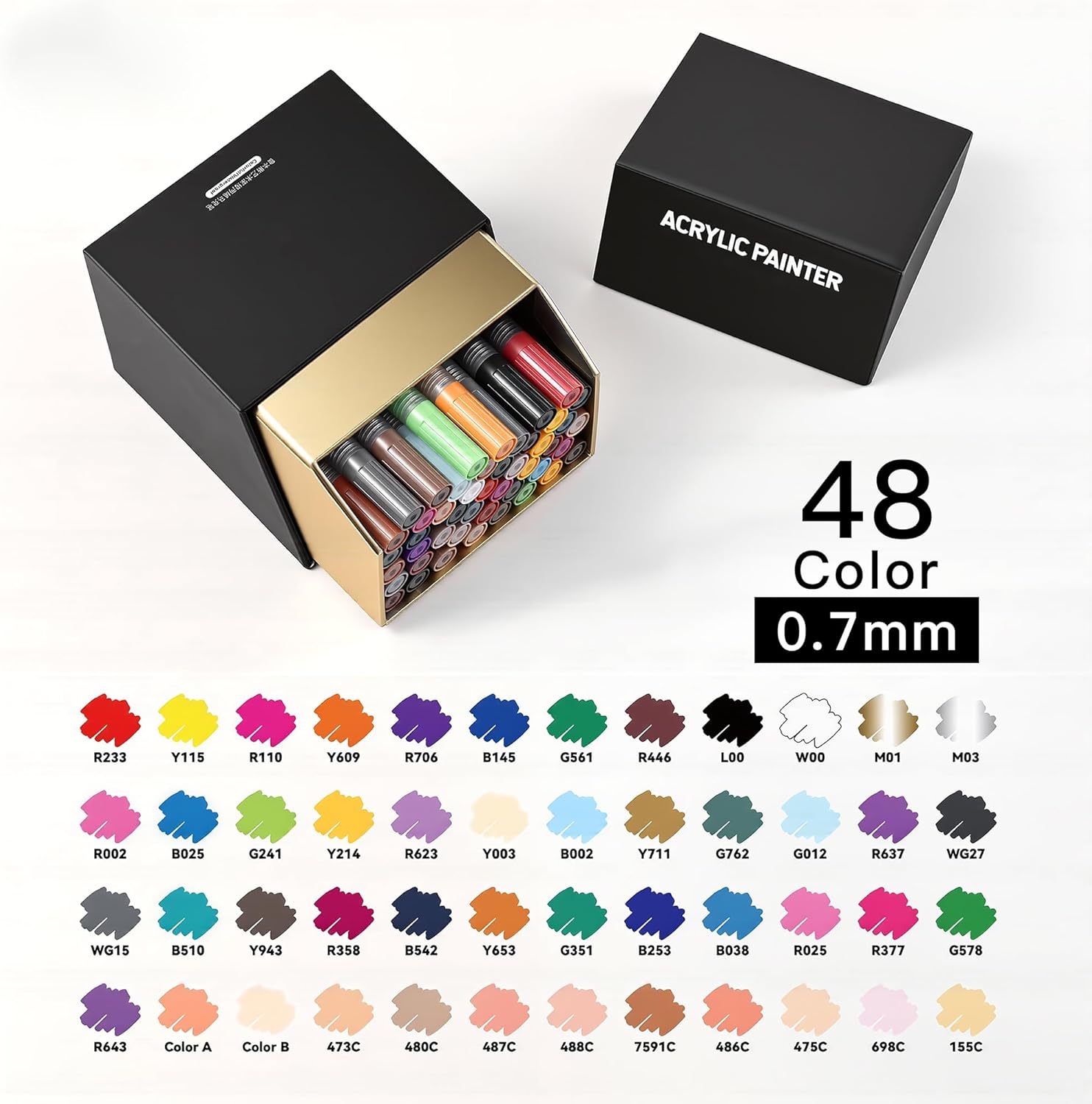 US Fulfillment - Paul Rubens 24 / 48 / 60 / 72 Colors Acrylic Paint Markers 0.7mm Fine Tip Waterpro