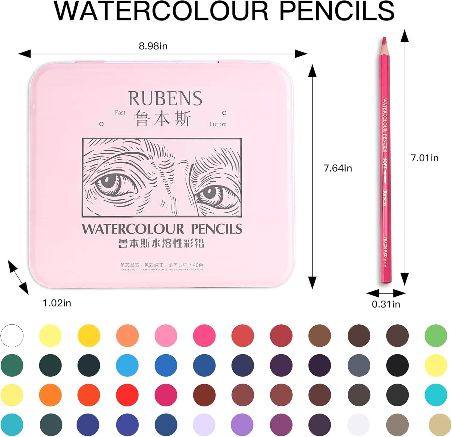 US Fulfillment - Paul Rubens Watercolor Pencils Set 36 / 48 Colors Soft Core Professional