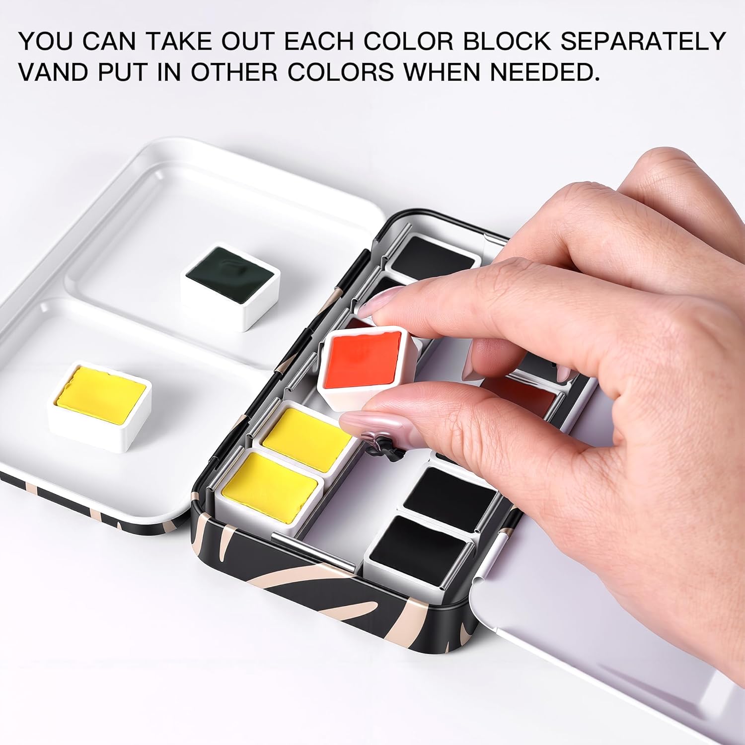 US Fulfillment - rubens Travel Watercolor Paint Set, 12 Colors Artist Watercolor Paint, Professional Watercolor Half Pan, Black Lightweight Metal Box, Portable Art Drawing Supplier for Beginner, Artists, Adults