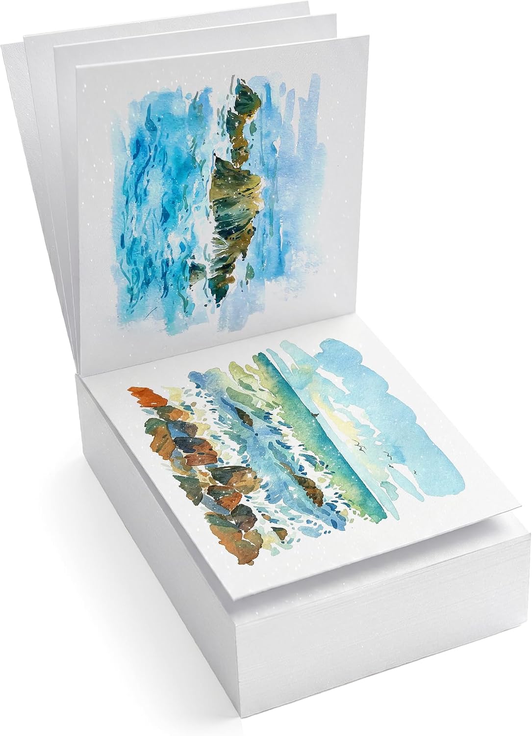 US Fulfillment - rubens Watercolor Paper Pad, Glitter Hot Pressed Paper, 80 Sheets 3.81”x5.31” / 5.31”x7.68” / 3.93”x9.84” Paper 140lb/300gsm, Portable 100% Cotton Watercolor Paper for Watercolor, Oil Pastels, Colored Pencil, Markers, Sketching