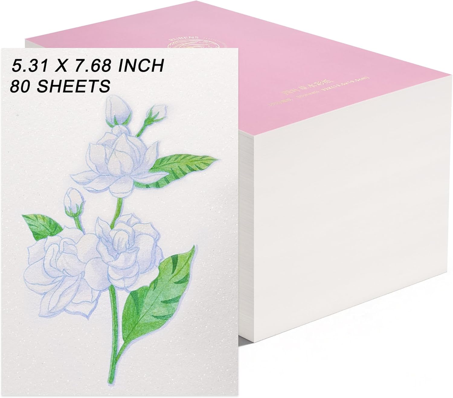 rubens Watercolor Paper Pad, Glitter Hot Pressed Paper, 80 Sheets 3.81”x5.31” Paper 140lb/300gsm, Portable 100% Cotton Watercolor Paper for Watercolor, Oil Pastels, Colored Pencil, Markers, Sketching