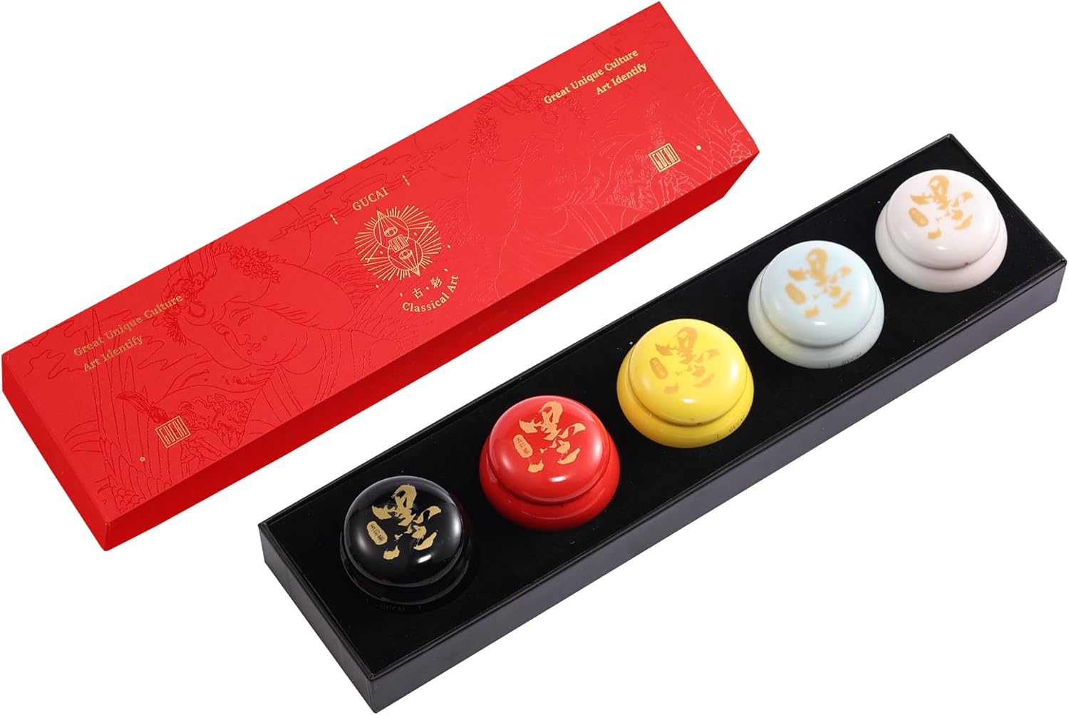 US Fulfillment - rubens Watercolor Paint, Handmade Red / Gold / Silver / Black / White / Multicolor Solid Watercolor, Black Chinese Ink with Sealed Ceramic Jar, Professional High Tinting Strength Watercolor Ink for Painting, Calligraphy, Letter