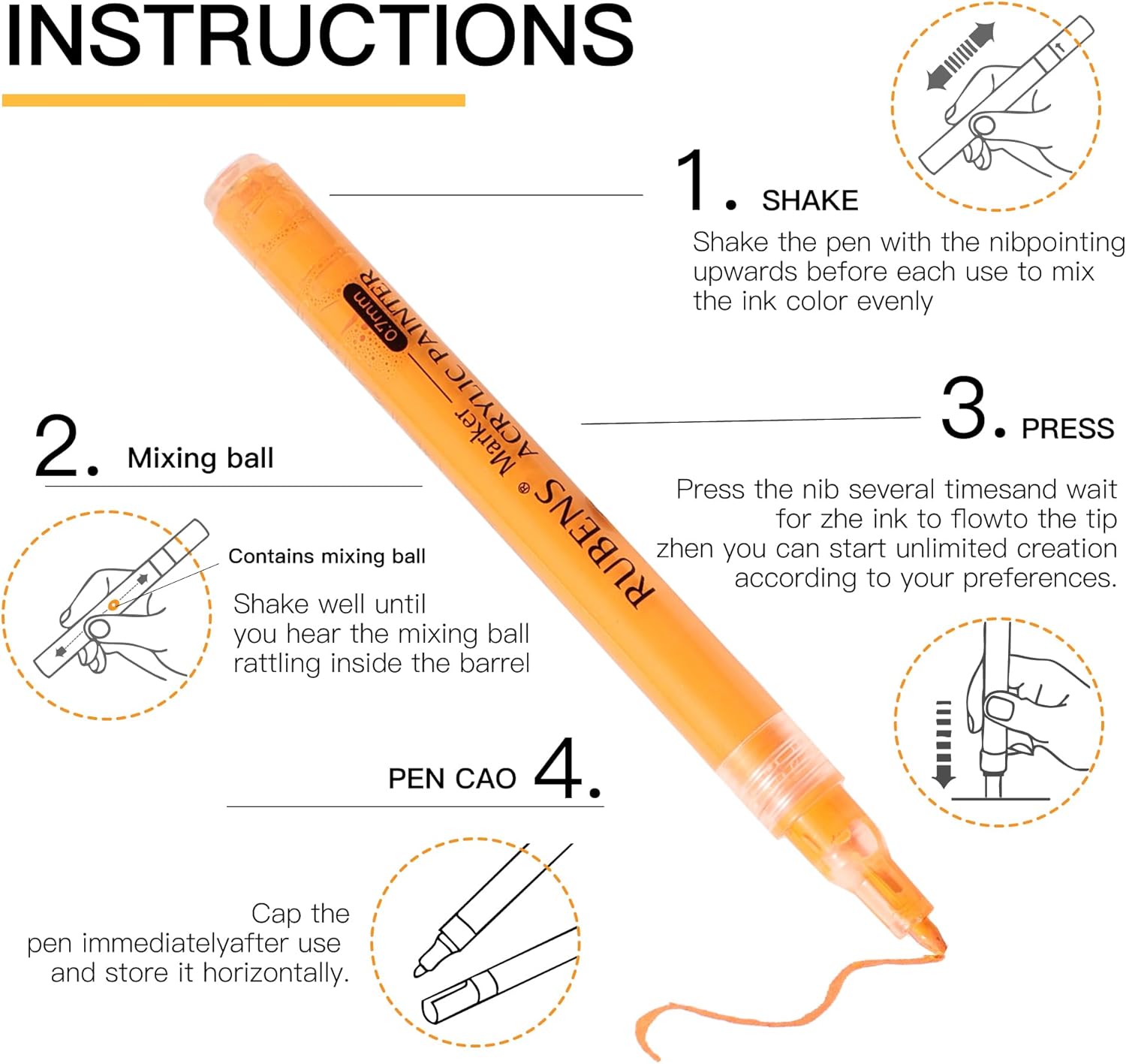 US Fulfillment - Paul Rubens 24 / 48 / 60 / 72 Colors Acrylic Paint Markers 0.7mm Fine Tip Waterpro