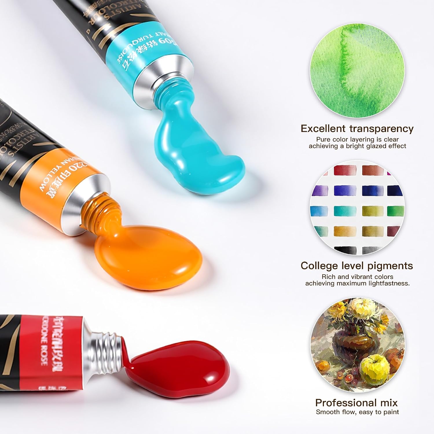 US Fulfillmen - Paul Rubens Artist Watercolor Paint Set, 6 Colors 5ml Tubes, Ideal for Travel