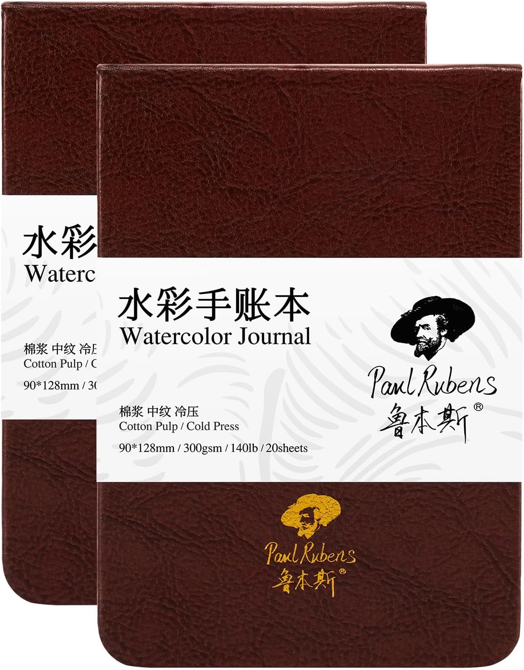 Paul Rubens Watercolor Journal, 100% Cotton Acid-Free Cold Press Watercolor Sketchbook 1/ 2 Pack 3.54 * 5.04 /  7.24 * 5.12 Inches, 140lb/300gsm,20 Sheets for Watercolors, Gouache, Acrylics