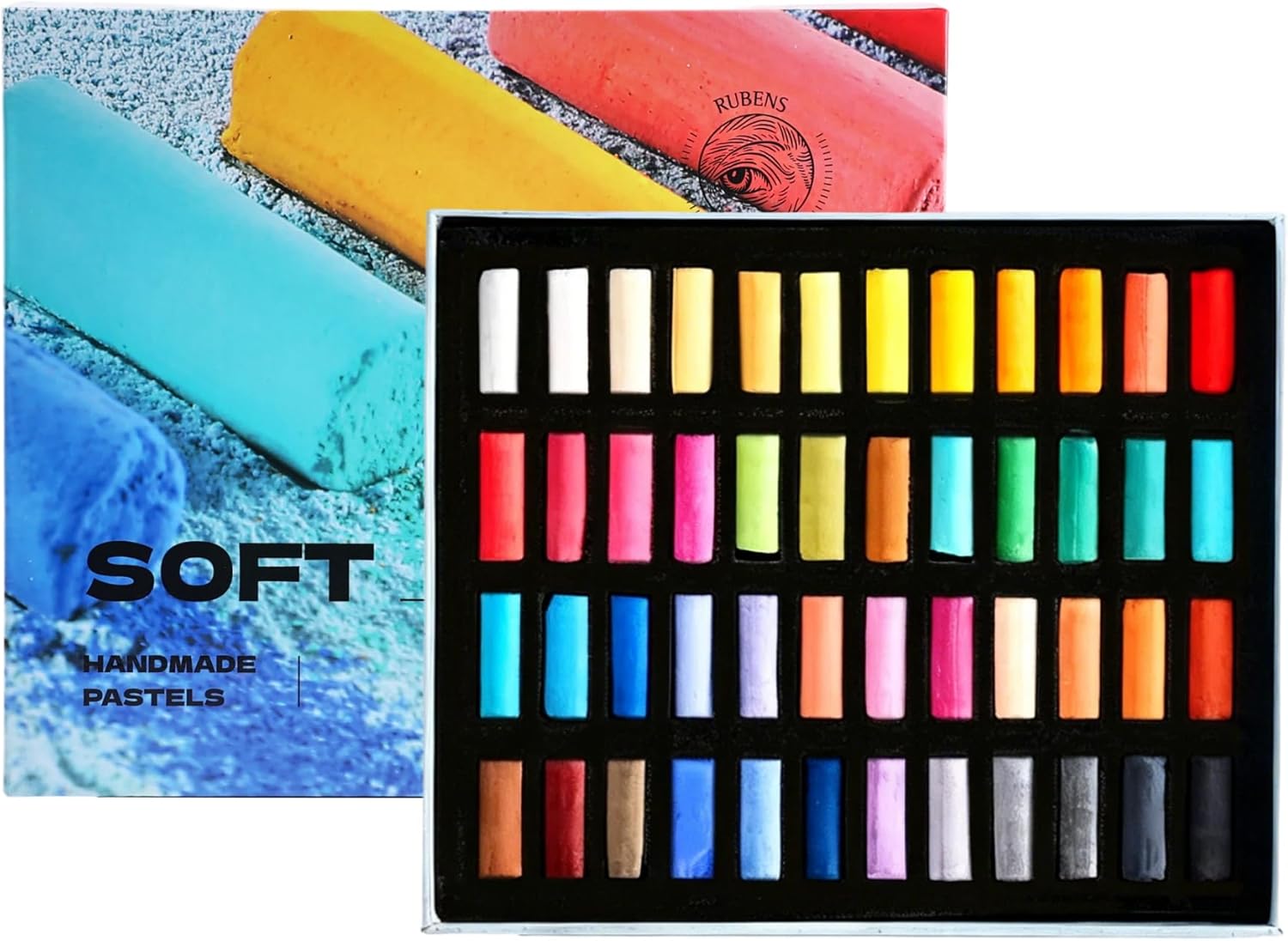 US Fulfillment - rubens Soft Pastel Set, 48 Vibrant Colors Chalk Pastels, Handmade Pigment Soft Chalk for Drawing, Blending, Layering &amp; Shading, Smooth Texture Art Supplies, Ideal for Beginners, Artists