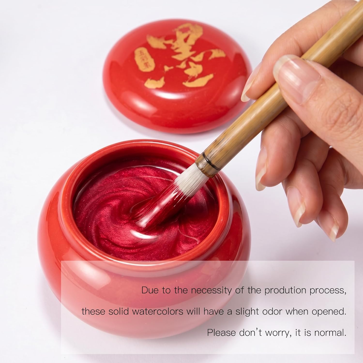 US Fulfillment - rubens Watercolor Paint, Handmade Red / Gold / Silver / Black / White / Multicolor Solid Watercolor, Black Chinese Ink with Sealed Ceramic Jar, Professional High Tinting Strength Watercolor Ink for Painting, Calligraphy, Letter