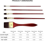 US Fulfillment - rubens Acrylic Paint Brushes, 5 Pcs Professional Paint Brushes Set, Long Wooden Handles Artist Series Brushes Nylon Bristles with Wide Flat, Flat, Round for Acrylic Oil Gouache Watercolor Painting
