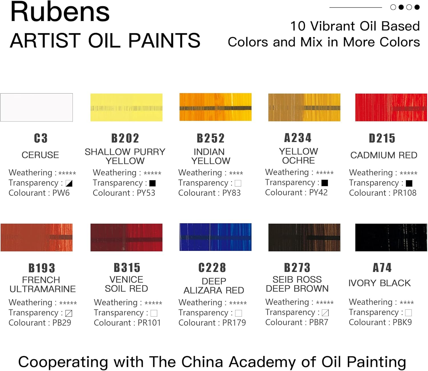 US Fulfillment - rubens Artist Oil Paint Set 10 Colors, 40ml Large Capacity Tubes Oil Color Paint for Canvas, Professional Oil Painting Colors, Landscape / Standard / Portrait /  Still Life Colors Oil Based Paint Supplies for Artists, Beginners