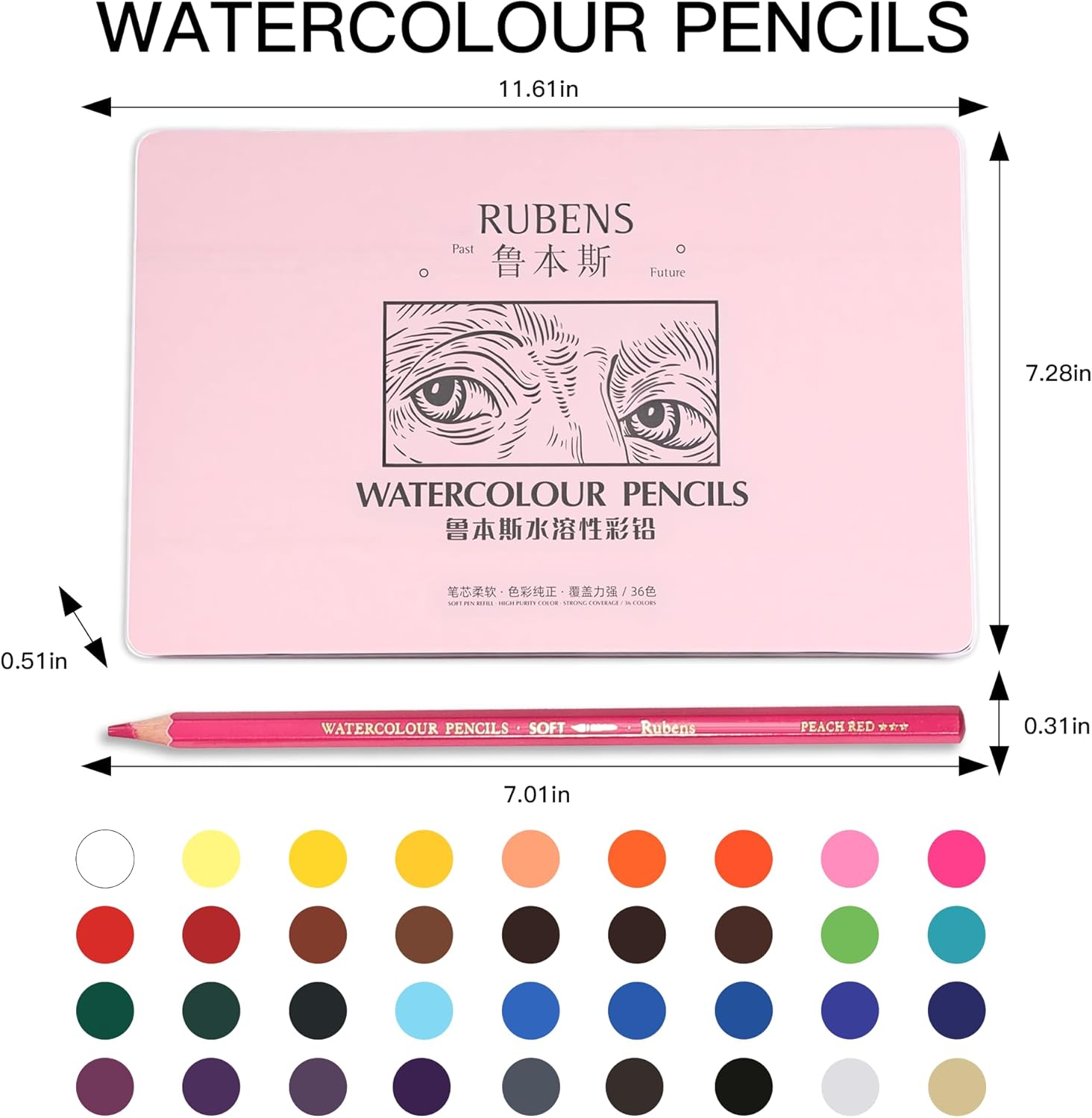 US Fulfillment - Paul Rubens Watercolor Pencils Set 36 / 48 Colors Soft Core Professional