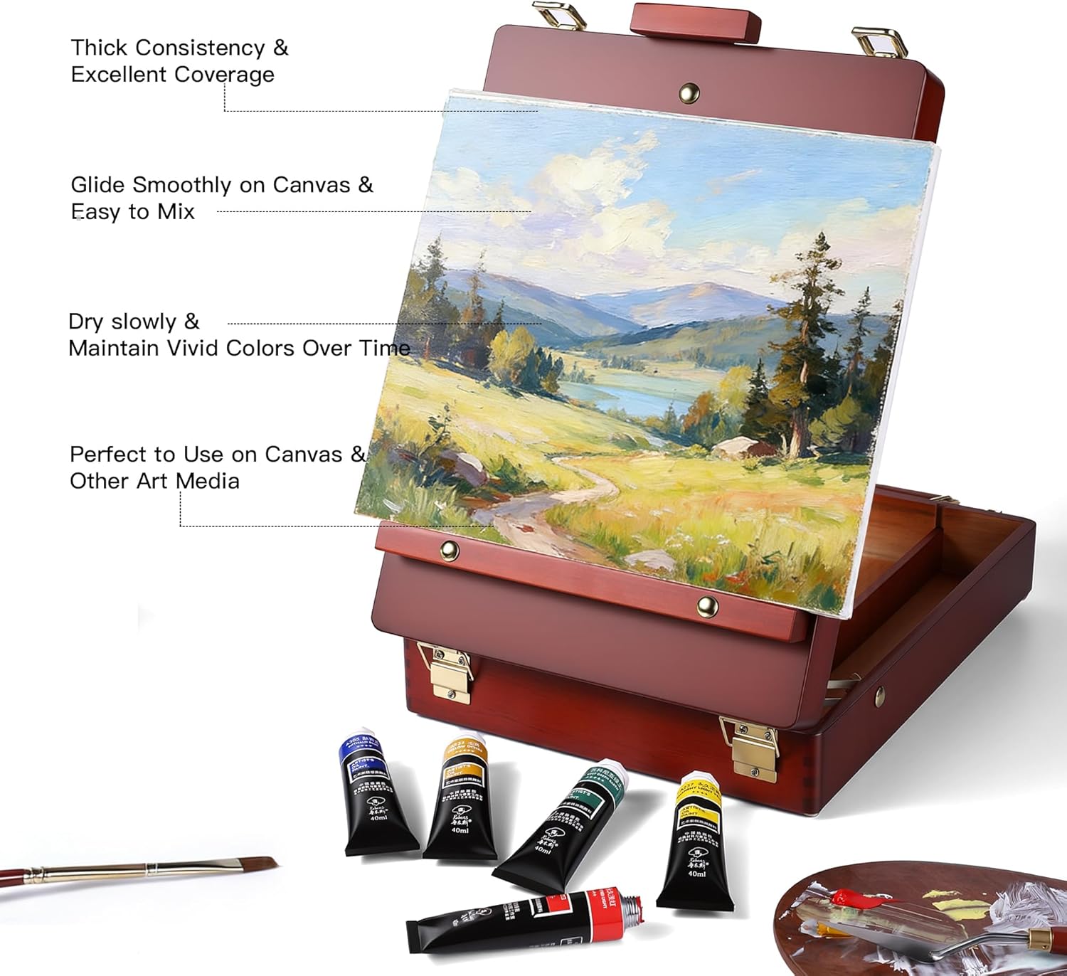 US Fulfillment - rubens Artist Oil Paint Set 10 Colors, 40ml Large Capacity Tubes Oil Color Paint for Canvas, Professional Oil Painting Colors, Landscape / Standard / Portrait /  Still Life Colors Oil Based Paint Supplies for Artists, Beginners