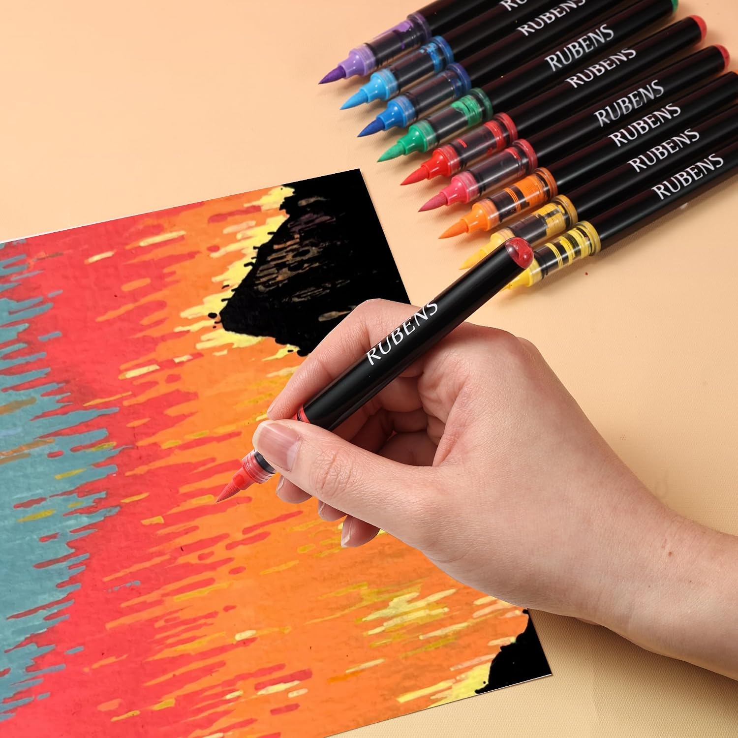 US Fulfillmen - Paul Rubens 48 Colors Acrylic Paint Markers with Canvas Bag