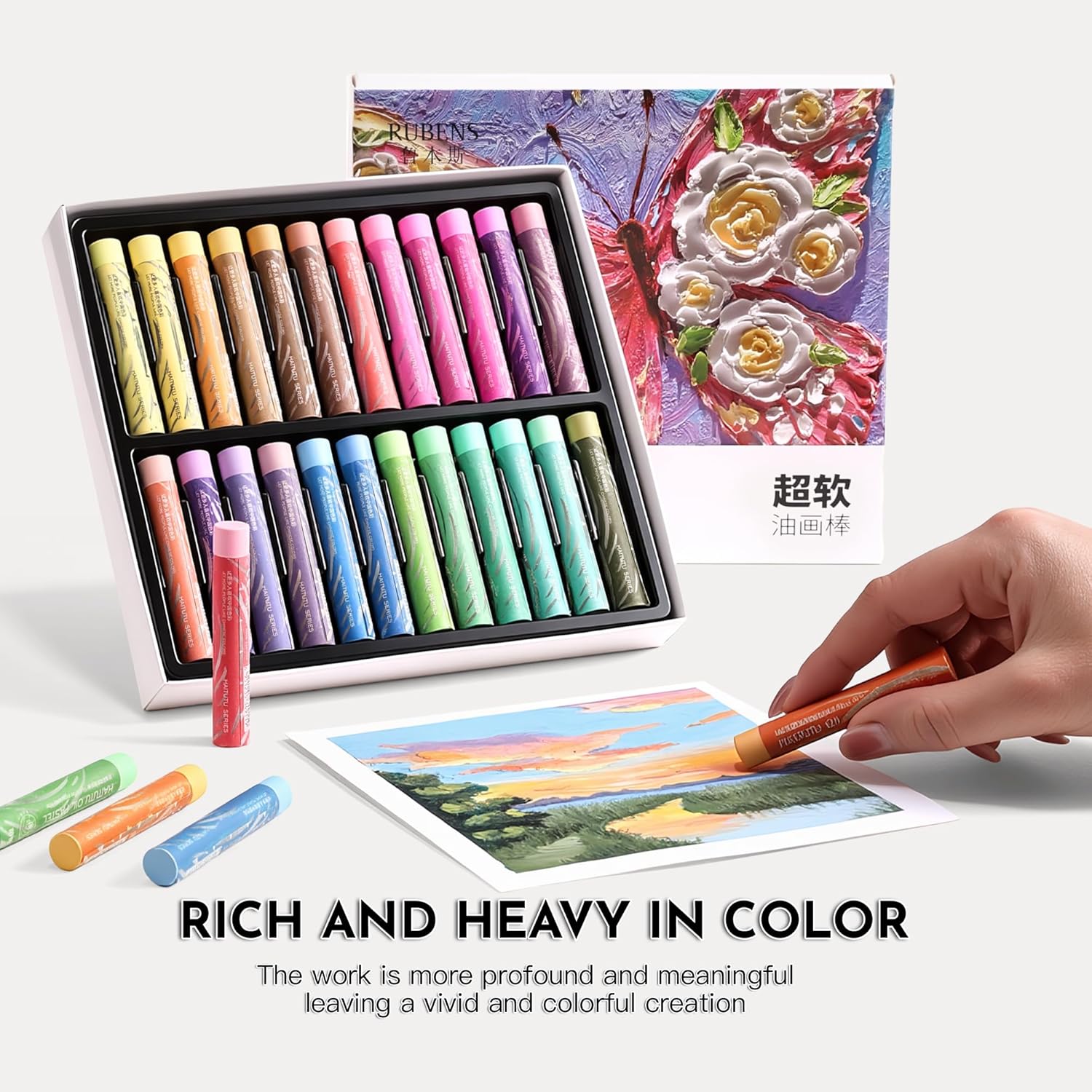 US Fulfillment - rubens Soft Oil Pastels Set ( 24 / 36 /48 colors )  (24 / 36 / 48 Macaron Colors), Creamy Texture Oil Pastelss for Drawing. Blending, Dreamy Art Supplies Gift for Adult, Beginners, Artists
