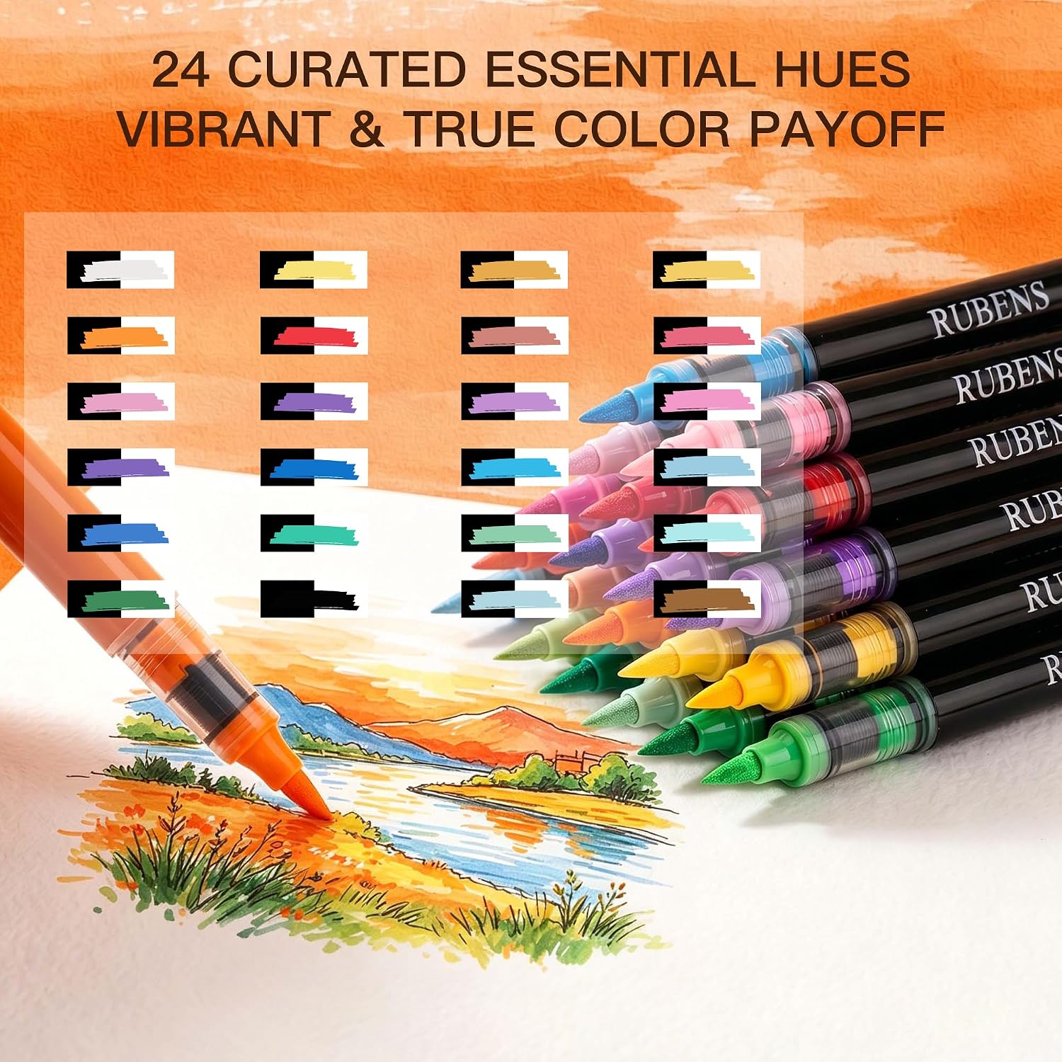 US Fulfillmen - Paul Rubens 48 Colors Acrylic Paint Markers with Canvas Bag