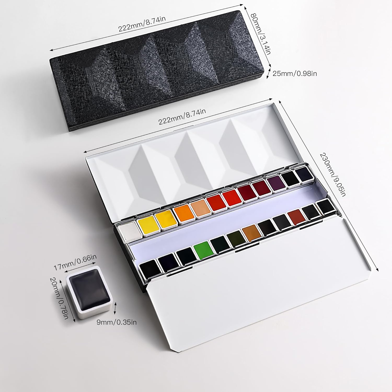 US Fulfillment - Paul Rubens Watercolor Paint Set 24 Colors Black / Moonlight / Peacock / Pink / Red