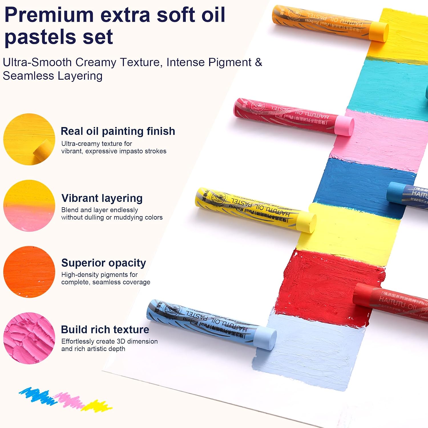US Fulfillmen - Paul Rubens Oil Pastels Set of 48 Colors, Creamy & Easy Blending - 24 / 36  / 48 Colors / 48 Colors Set /  | 24 / 36 / 48 Macaron Colors | 24 / 48 Macaron Colors Set