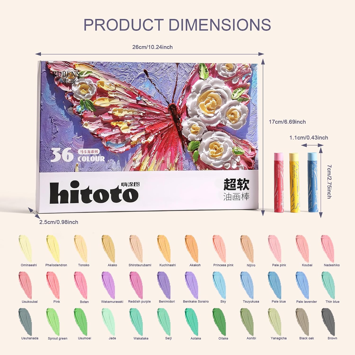 US Fulfillmen - Paul Rubens Oil Pastels Set of 48 Colors, Creamy & Easy Blending - 24 / 36  / 48 Colors / 48 Colors Set /  | 24 / 36 / 48 Macaron Colors | 24 / 48 Macaron Colors Set