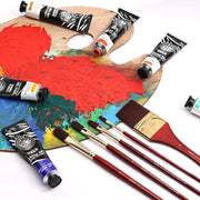 US Fulfillment - rubens Acrylic Paint Brushes, 5 Pcs Professional Paint Brushes Set, Long Wooden Handles Artist Series Brushes Nylon Bristles with Wide Flat, Flat, Round for Acrylic Oil Gouache Watercolor Painting