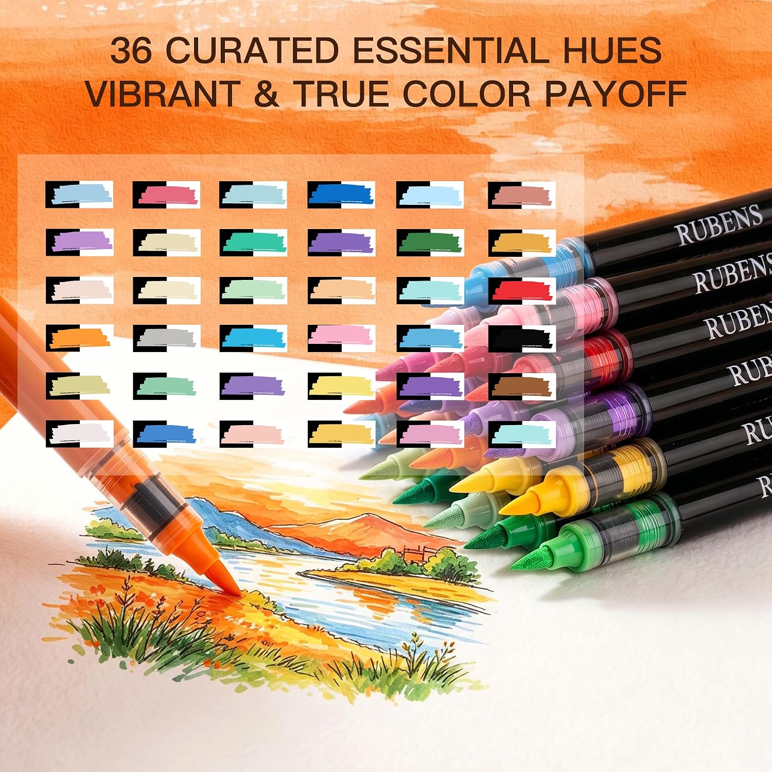 US Fulfillmen - Paul Rubens 48 Colors Acrylic Paint Markers with Canvas Bag