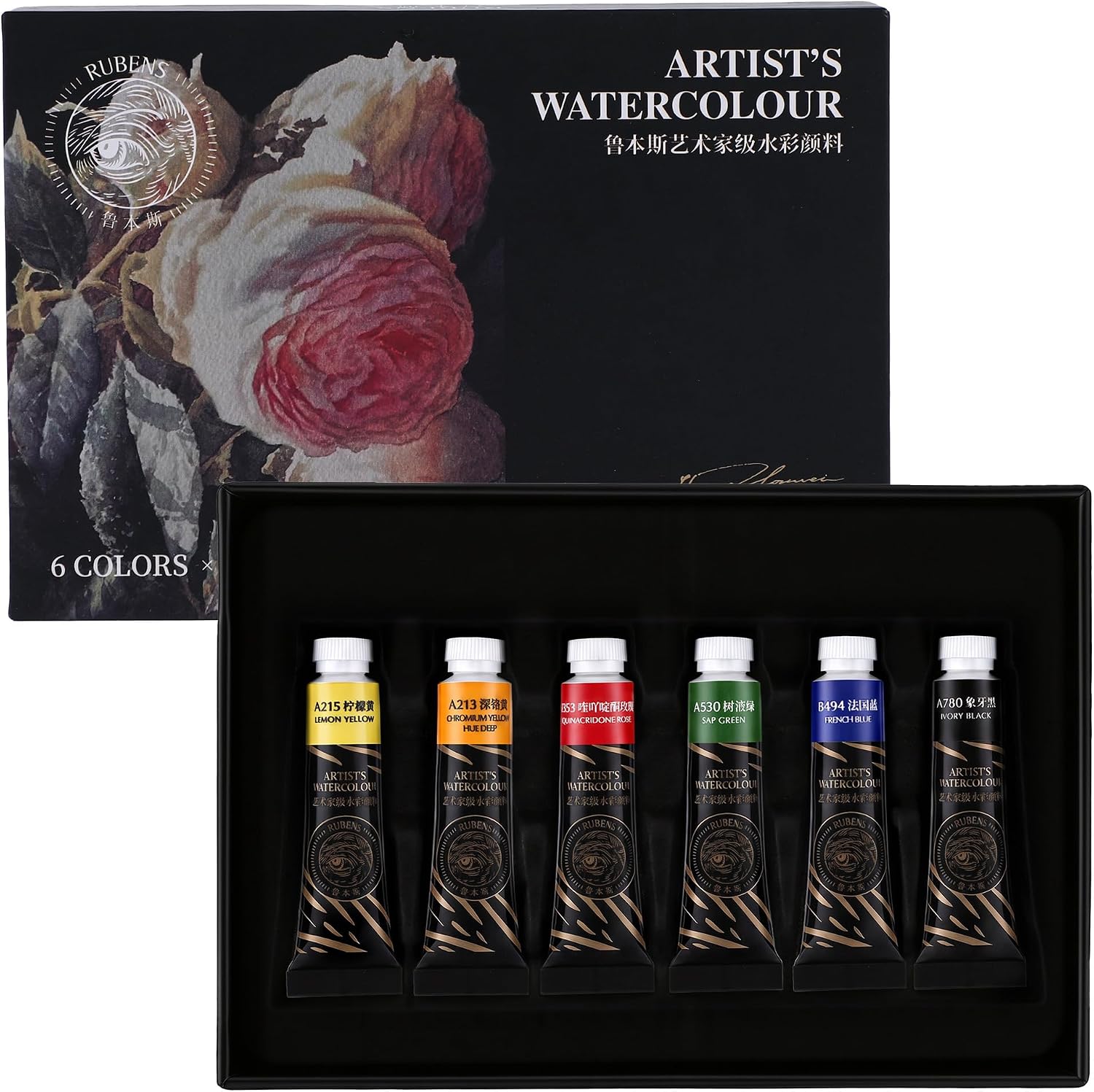US Fulfillmen - Paul Rubens Artist Watercolor Paint Set, 6 Colors 5ml Tubes, Ideal for Travel