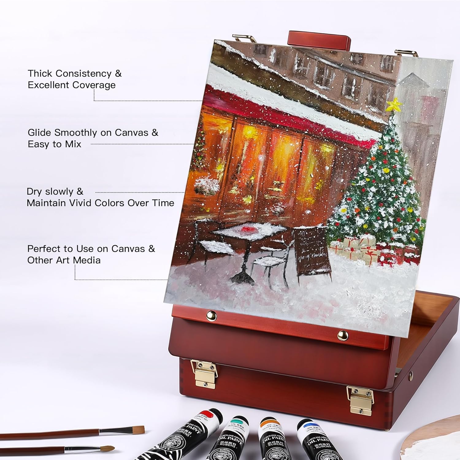 US Fulfillment - rubens Oil Paints Set 10 Colors, 60ml Large Tubes Oil Color Paint for Canvas, Professional Oil Colors with High Saturation, Landscape / Standard / Portrait /  Still Life Color / 15 Colors-A / B / C / 6 Titanium White Art Supplies