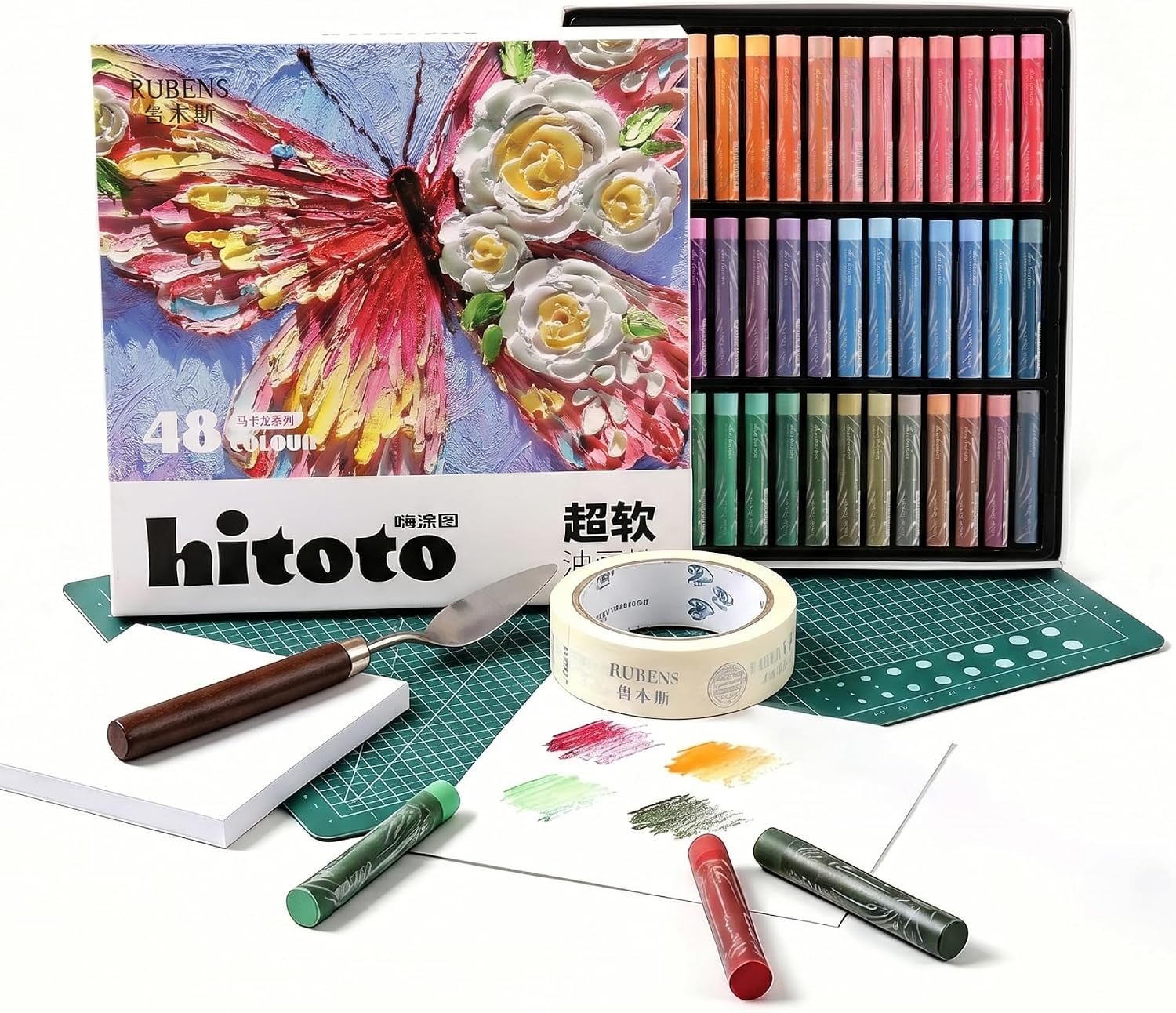US Fulfillmen - Paul Rubens Oil Pastels Set of 48 Colors, Creamy & Easy Blending - 24 / 36  / 48 Colors / 48 Colors Set /  | 24 / 36 / 48 Macaron Colors | 24 / 48 Macaron Colors Set