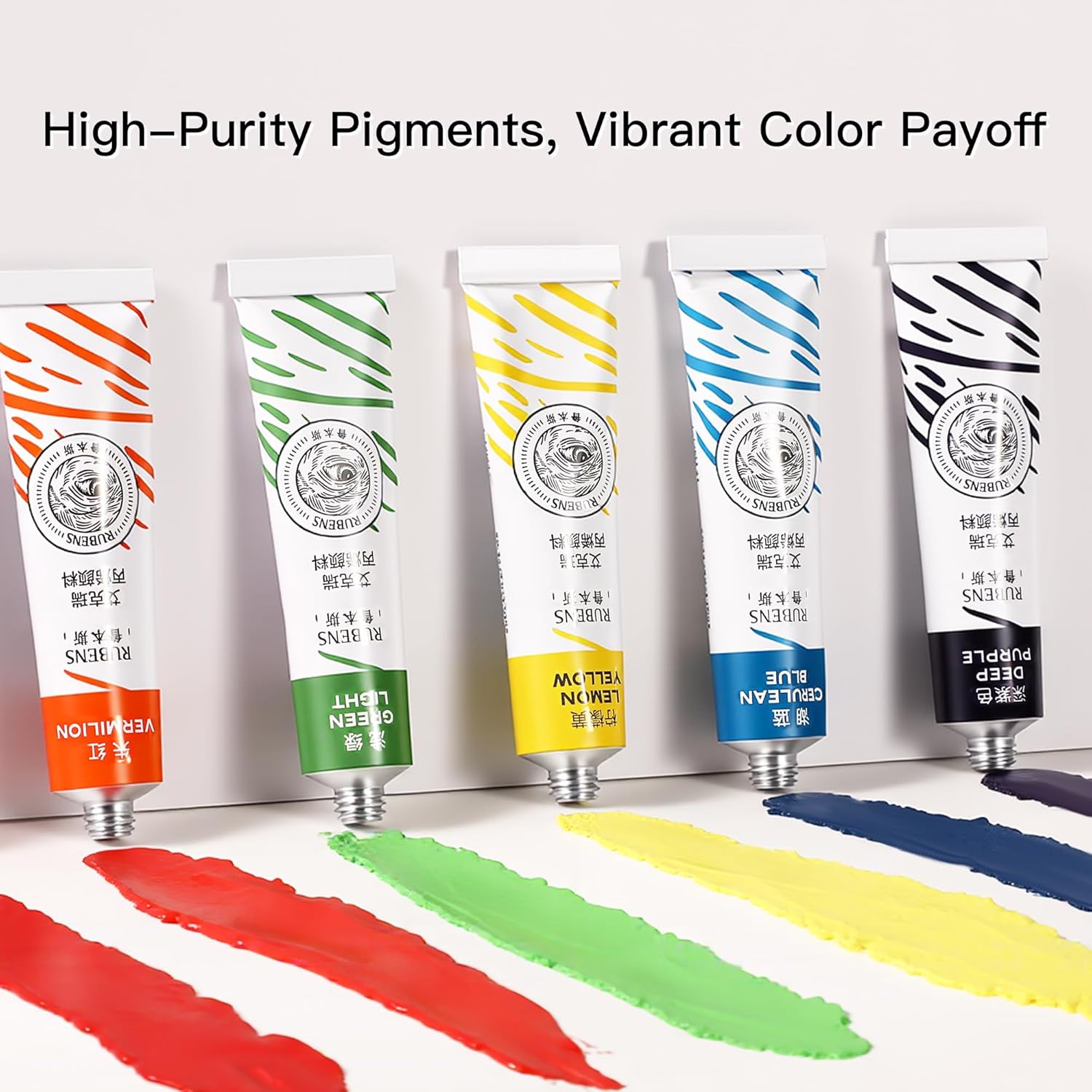 US Fulfillment - rubens Acrylic Paint Set - 12 / 18 / 24 Colors (20ml/0.68oz Tubes) Professional Grade Acrylics, High Pigment & Heavy Body for Canvas, Wood, Rock & Crafts, Art Supplies for Adults，Artists,Adults Beginner
