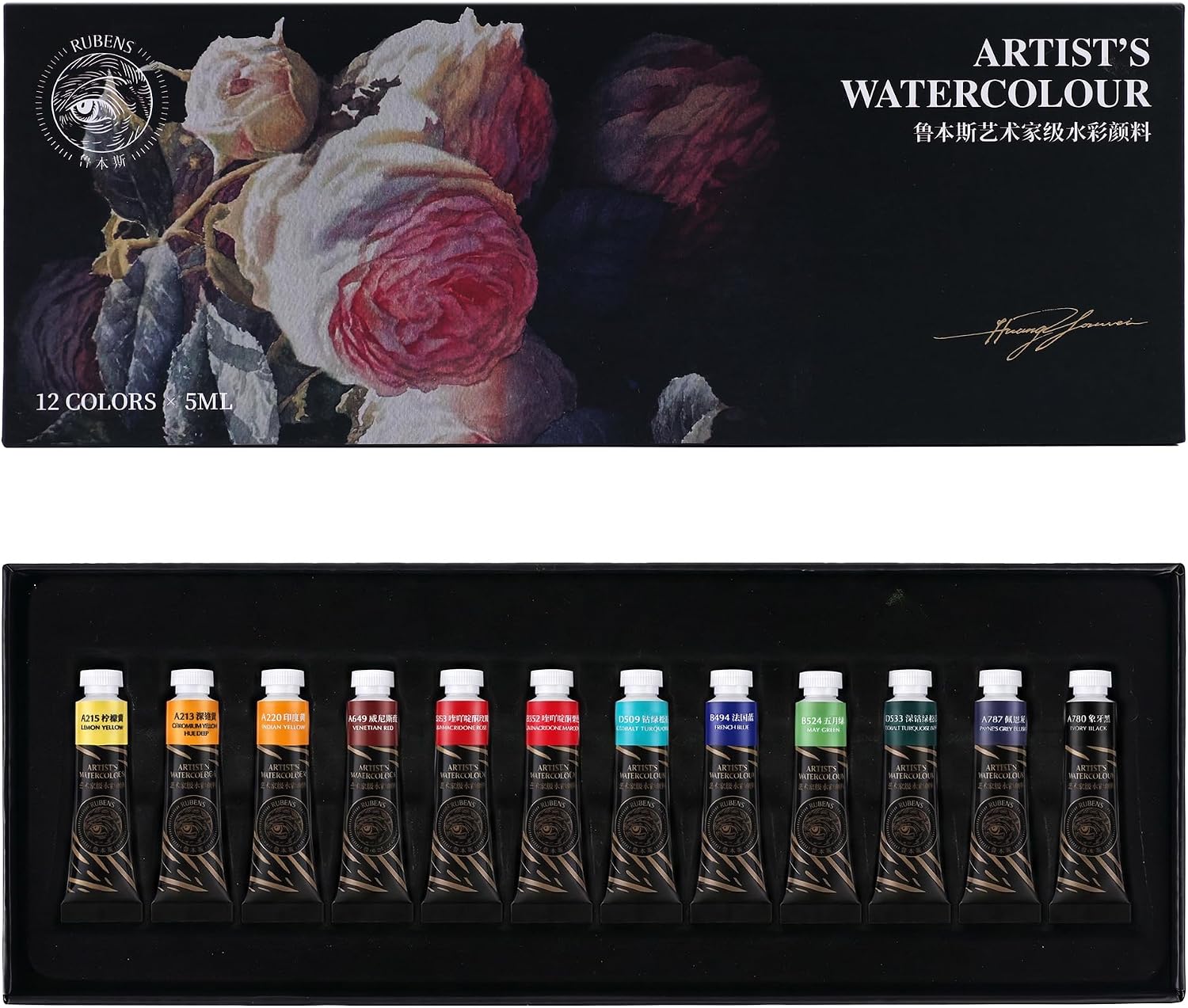 US Fulfillmen - Paul Rubens Artist Watercolor Paint Set, 6 Colors 5ml Tubes, Ideal for Travel