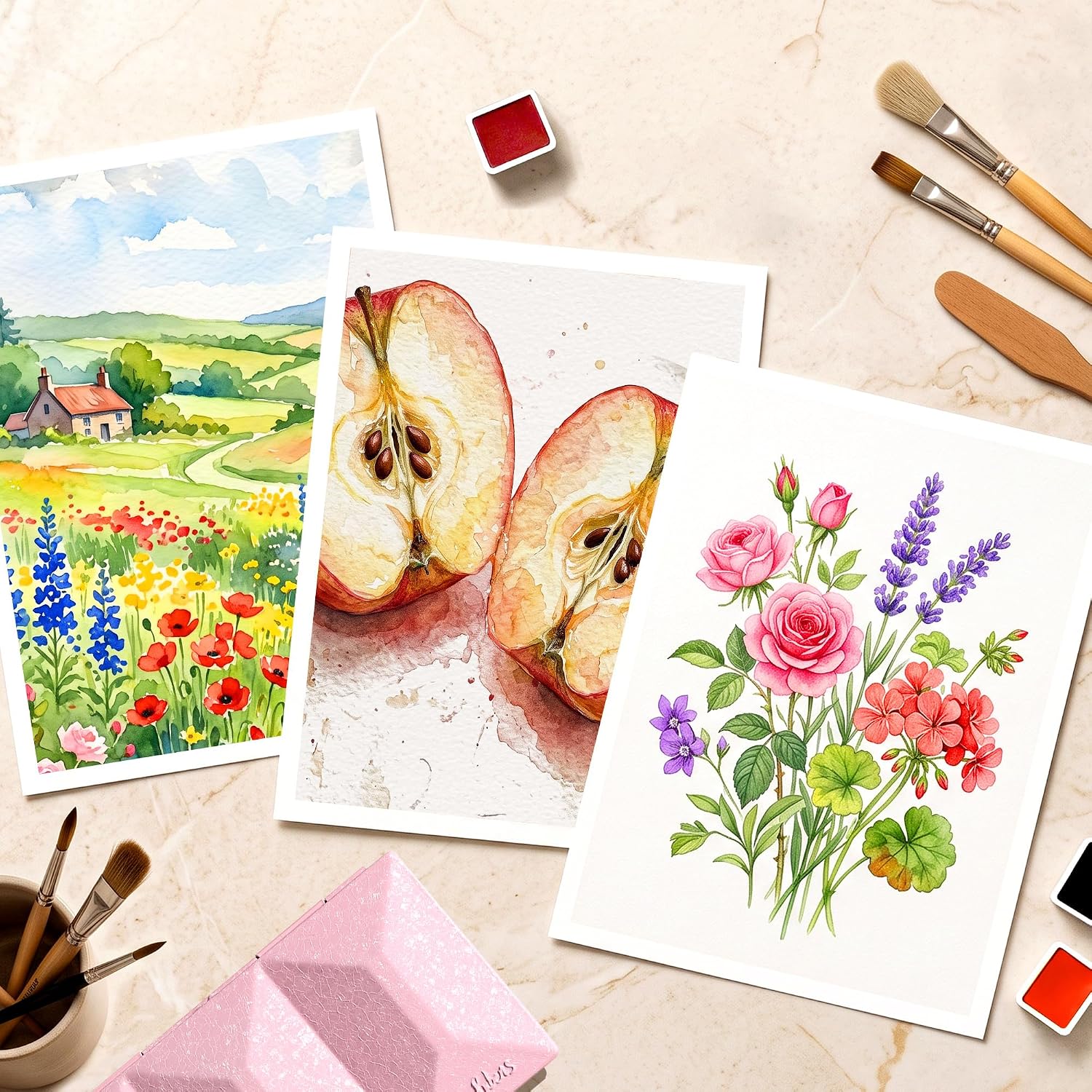 US Fulfillment - Paul Rubens Watercolor Paint Set 24 Colors Black / Moonlight / Peacock / Pink / Red