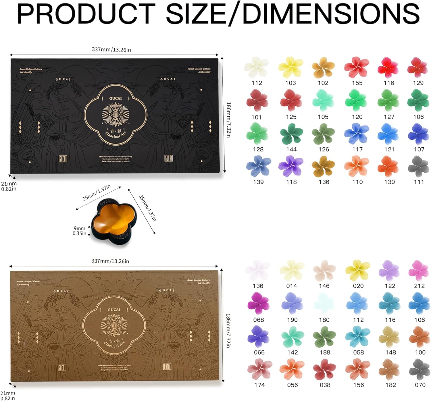 US Fulfillment - rubens Watercolor Paint Set 24 / 48 Color ( Style I / II / III / IV / IX / X ), Professional Pigment-Rich Water Colors for Adults, Premium Art Supplies Kit, Gift for Artists, Beginners & Students