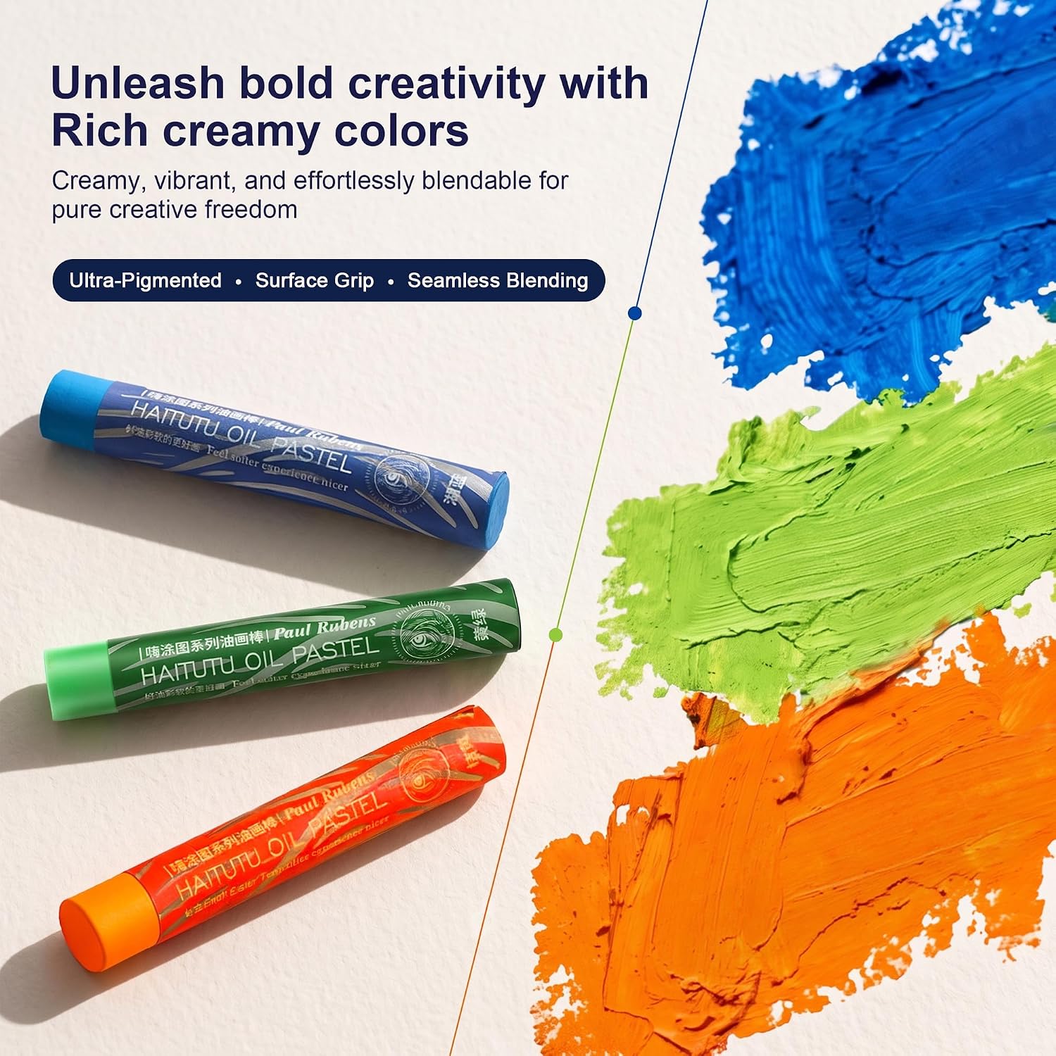 US Fulfillmen - Paul Rubens Oil Pastels Set of 48 Colors, Creamy & Easy Blending - 24 / 36  / 48 Colors / 48 Colors Set /  | 24 / 36 / 48 Macaron Colors | 24 / 48 Macaron Colors Set