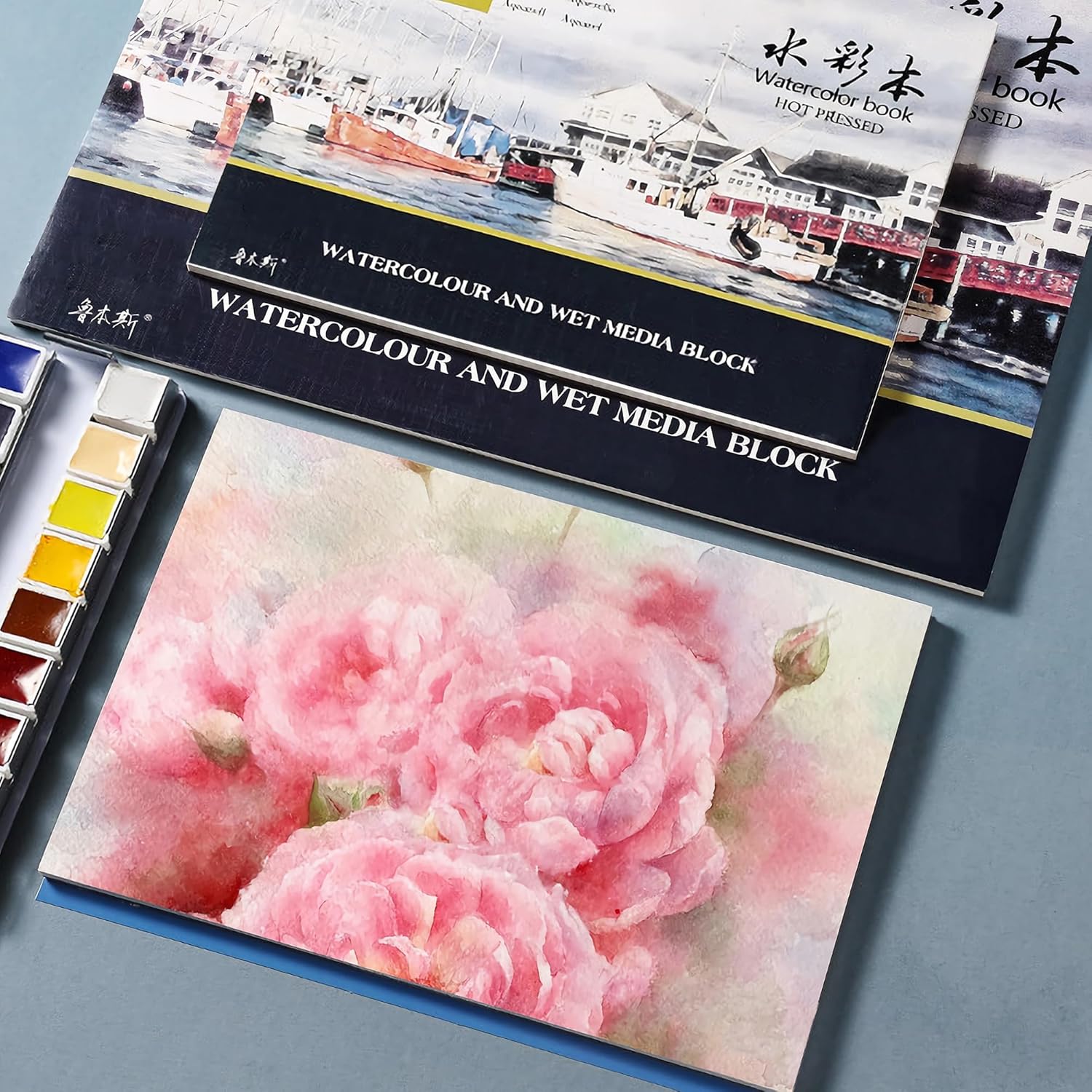 US Fulfillment - rubens Watercolor Paper Block, 5.3”x7.6” / 7.6 x 10.6 inch Cold Pressed Watercolor Pad, 20 Sheets of 200gsm White Watercolor Paper, Premium Cotton Sketchbook Ideal for Watercolor, Gouache, Acrylic