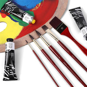 US Fulfillment - rubens Acrylic Paint Brushes, 5 Pcs Professional Paint Brushes Set, Long Wooden Handles Artist Series Brushes Nylon Bristles with Wide Flat, Flat, Round for Acrylic Oil Gouache Watercolor Painting