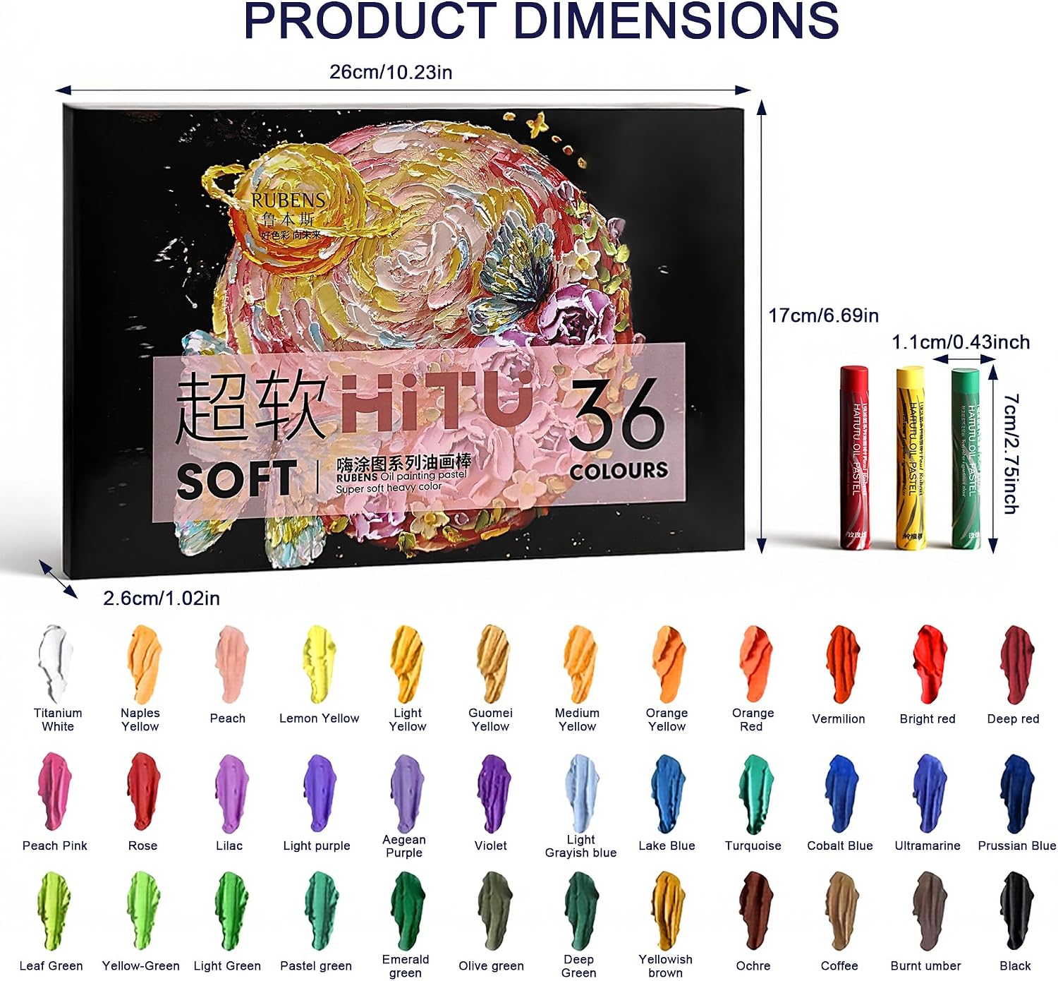 US Fulfillmen - Paul Rubens Oil Pastels Set of 48 Colors, Creamy & Easy Blending - 24 / 36  / 48 Colors / 48 Colors Set /  | 24 / 36 / 48 Macaron Colors | 24 / 48 Macaron Colors Set