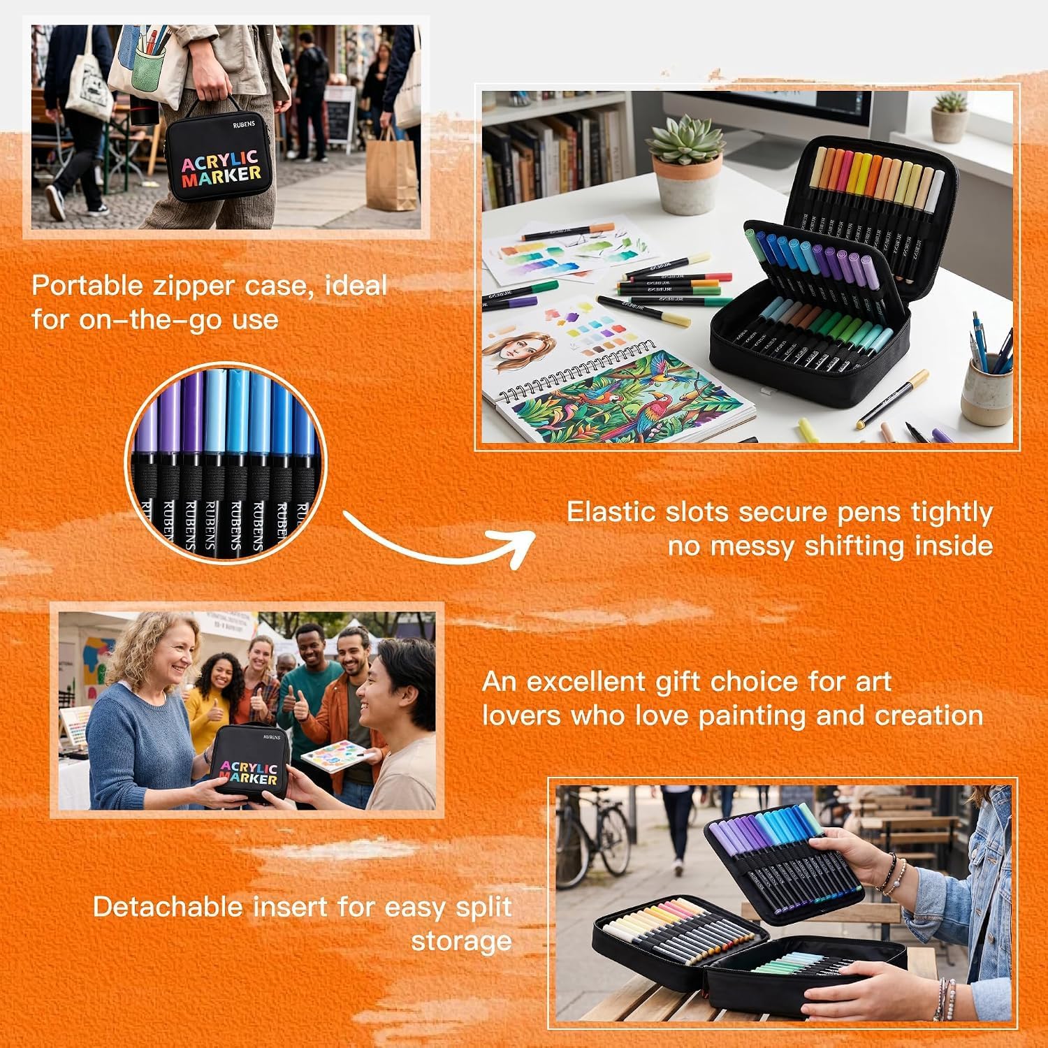 US Fulfillmen - Paul Rubens 48 Colors Acrylic Paint Markers with Canvas Bag