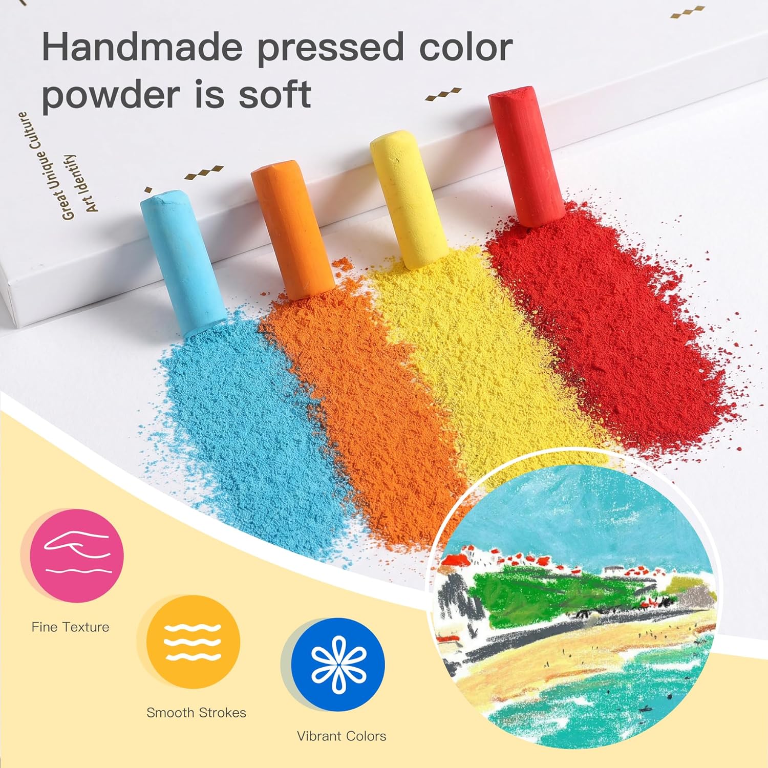 US Fulfillment - rubens Soft Pastel Set, 48 Vibrant Colors Chalk Pastels, Handmade Pigment Soft Chalk for Drawing, Blending, Layering &amp; Shading, Smooth Texture Art Supplies, Ideal for Beginners, Artists