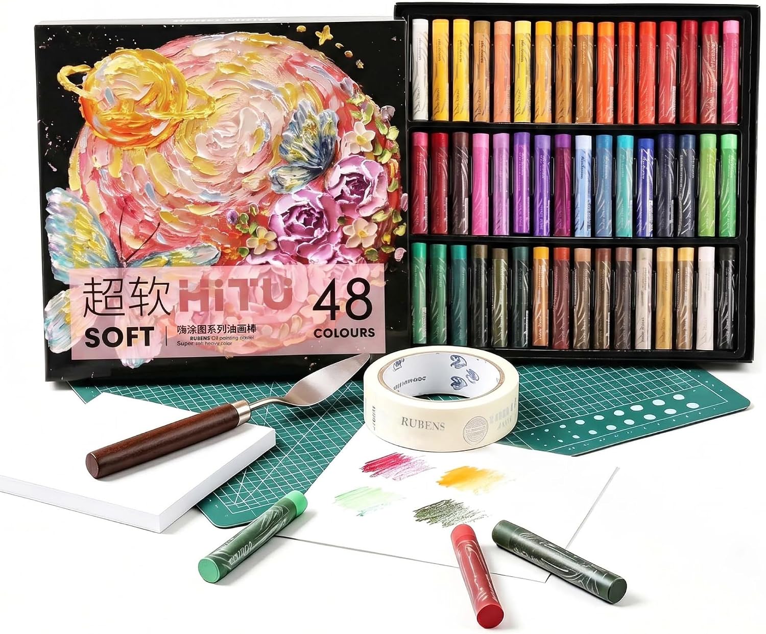 US Fulfillmen - Paul Rubens Oil Pastels Set of 48 Colors, Creamy & Easy Blending - 24 / 36  / 48 Colors / 48 Colors Set /  | 24 / 36 / 48 Macaron Colors | 24 / 48 Macaron Colors Set